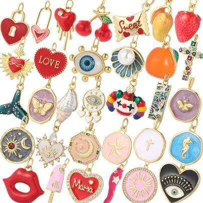 1 pieza Colgante de corazón y cola de pez de cobre, accesorio versátil DIY para pulsera, collar, pendientes, dije de bolso