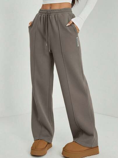 女士户外运动裤，休闲直筒裤，抽绳松紧腰长裤，适合春、夏、秋季户外活动、跑步、健身、聚会等场合。