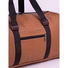 Mala de Mão Viagem Couro Sintético Textura Trançada (Tressê) Bordo Padrão ANAC 55cm - Castanho - Visão 7