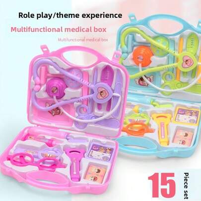 1pc Multi-Functional Medical Tool Box Portable Doctor Nurse Pretend Play Toy Set (Random Color Accessories, Chinese Packaging)