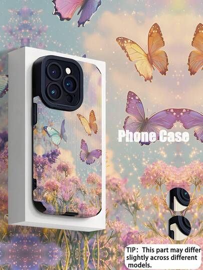 1 carcasă de telefon moale, texturată, cu model realist floral și fluturi, potrivită pentru a fi oferită cadou prietenilor și cuplurilor, compatibilă cu și telefoane (17/17 Air/17 Pro/17 Pro Max)