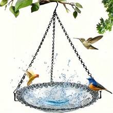 Hanging Bird Baths And Feeders For Outdoors, Plastic Bird Water Bowls For Garden And Yard Use  Hanging Bird Bath Outdoor Birdbath Bowl,Hanging Bird Feeder Tray For Garden,Outdoor Bowl With Tray For Garden, Patio & Backyard Decor - Gift For Bird Lovers - 灰色 - 查看 4