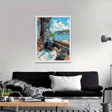 1pc 2D DIY Diamond Painting Vintage Camera & Beach Hut Landscape Diamond Art, Perfect For Holiday Gifts, Decor For Living Room Or Bedroom - View 6