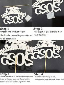 1 pieza Decoración para tarta de Birrete y Diploma de Graduación 2026, disponible en negro y rosa, adecuado para la fiesta temática de ceremonia de graduación 2025 - Pólvora negra - Ver 4