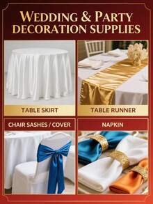 1pc Satin Fabric, Smooth And Soft, Suitable For Wedding DIY, Curtains, Tablecloths, Clothing Material - Light Blue - View 5