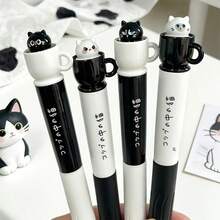 2pcs Twist-Action Cat Shaped Ballpoint Pens, Creative Rotating Retractable Pocket Pens, 0.5mm Funny Animal Quick-Drying Black Ink Pens, Learning & Office Supplies - Multicolor - View 8