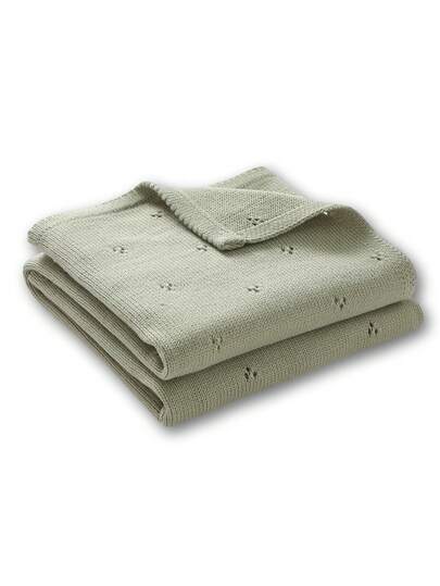1pc Baby Blanket, Knitted 100% Cotton, Minimalist Hollow Design Swaddle Blanket, Suitable For Spring & Summer