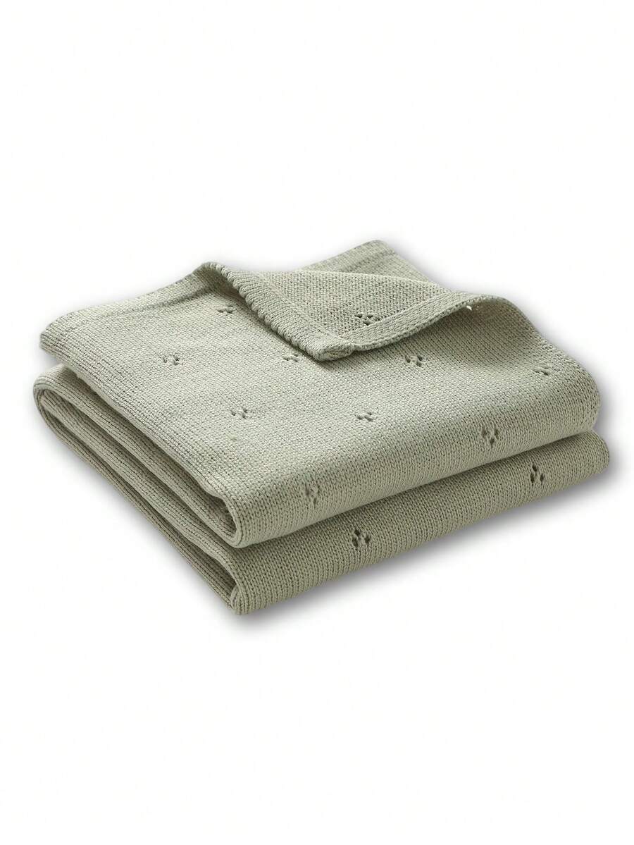 1 chiếc chăn em bé, dệt kim 100% cotton, thiết kế rỗng tối giản, thích hợp cho mùa xuân và mùa hè. - Nhiều màu - Xem 1