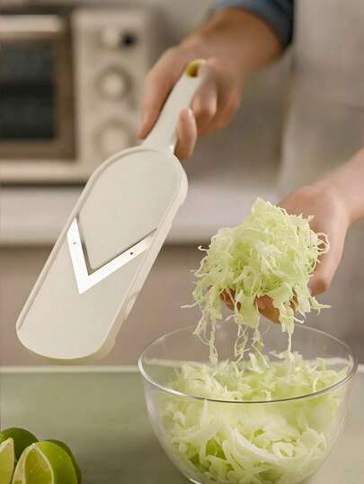 1 pieza Cortador de repollo manual - Picadora y rallador de verduras multifuncional, con cuchillas de acero inoxidable, mango ergonómico, ideal para cortar en tiras el repollo, verduras de hoja y ensaladas, herramienta de corte de cocina, rallador y cortador de verduras, apto para zanahorias, patatas y talla grande; apto para cocinar en casa y asar al aire libre, fácil de transportar y limpiar; también apto como utensilio de cocina, decoración del hogar, artículo del hogar o regalo del Día de la Madre.