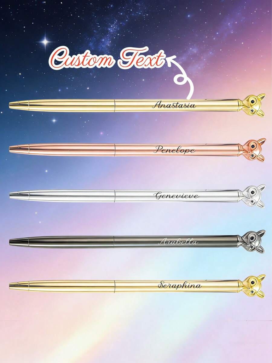 1 chiếc bút bi kim loại thiết kế đầu cáo dễ thương có thể tùy chỉnh, quà tặng văn phòng phẩm sáng tạo mang phong cách nữ tính, viết trơn tru, phù hợp cho học sinh, viết nhật ký và sử dụng văn phòng. - Nhiều màu - Xem 1