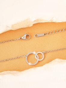 1pc Minimalist Chic Interlocking Chain Necklace, Micro-Inlaid Zirconia, Versatile For Daily Wear - White - View 3