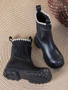 Women's Fashionable Waterproof Rain Boots, Minimalist Versatile Boots - Black - View 5
