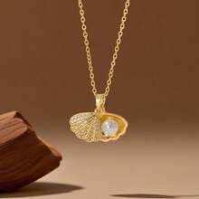 1件韩国贝壳珍珠钛钢项链，优雅个性化锁骨链 - 貝殼 - 查看 8