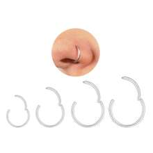 Unisex Hypoallergenic Nose Ring Set: Exquisite 8-Piece Set, Includes 18G Gold/Silver 316L Stainless Steel Nose Rings And Hinged Septum Rings; Suitable For Various Body Piercing Jewelry, Sizes Range From 6 To 12mm, Ideal Holiday Gift. - Silver - View 10