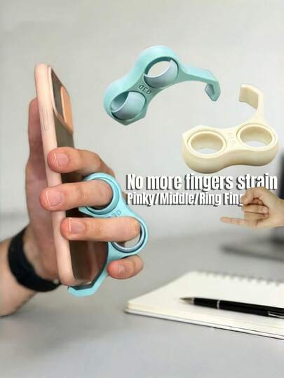 1个手机指环支架，手指托，缓解手指压力，放松双手，设计小巧，简约配件，耐用支架，高品质支撑，适合游戏玩家和短信爱好者