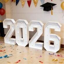 Decoración de graduación 2026 - Kit de arco con número 2026GRAD de 2 pies de largo precortado - Letrero de tablero de espuma collage - Decoración para la fiesta de reunión de la clase 2026 y el baile de graduación - Ver 8