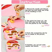 1set DIY Sewing Kit, Handbag Craft, Safety Needle & Felt Fabric, No Power Needed, Perfect For Birthday All Occasions - Multicolor - View 6