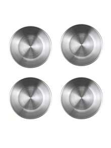 Bộ 1/4/8 đĩa đựng nước chấm bằng thép không gỉ, đĩa tròn đựng nước chấm dùng cho sushi, món khai vị, và các loại gia vị khác. - Bạc - Xem 10