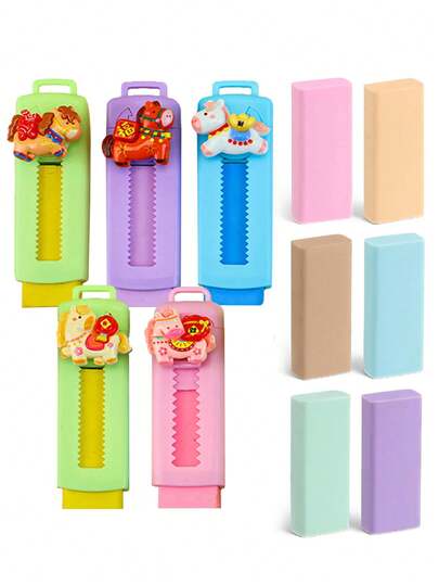 5/3/1pc Cute Horse Shaped Erasers, Student Exam Stationery, For Homework Correction, Classroom Rewards, School Supplies, Home Office Party Favors, Random Style