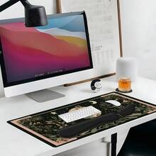 Bộ 4 món họa tiết cây cối, trăng sao cổ điển + Tấm lót chuột + Tấm kê cổ tay bàn phím + Tấm lót chuột công thái học + Đế lót ly, thích hợp trang trí bàn làm việc, phụ kiện văn phòng, hỗ trợ cổ tay công thái học, tấm lót chuột và đế lót ly máy tính cho văn phòng tại nhà và chơi game. - Xem 4