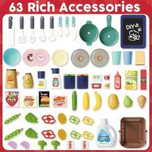 Red Kids Play Kitchen Set, Toddler Kitchen Playset With Sound & Light, Cooking Stove With Steam, Play Sink, Play Food Toy And Kitchen Accessories, Kitchen Toy For Kids Girls Boys - Red - Đỏ - Xem 5