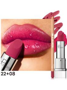 Pudaier Velvet Matte Lipstick & Lip Liner Set, Smooth Texture, Waterproof & Long-Lasting, Creates Beautiful Lip Shape, Perfect Gift For Valentine's Day Or Mother's Day - 22+08 - View 1