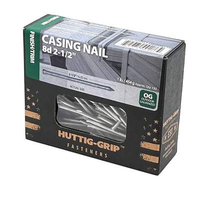 -Grip Heavy Duty Casing Nail 8d 2-1/2 Inches Finish Trim Series For Window And Door Frame Assembly, OG Outdoor Galvanized, 1 Lb Pack Of 133 Nails Apprx.