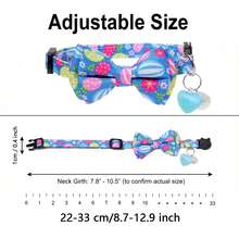 1pc Detachable Bow Tie Cat Collar With Heart Pendant And Bell, Adjustable & Durable Pet Collar, Gift For Pets (Small Dogs & Cats) - Multicolor - View 3