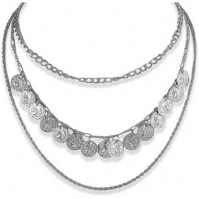 Collar de pirata dorado para mujer, bisutería de pirata gruesa en capas, joyería de hip hop de los años 80, 90, collar con colgante de moneda, accesorios de disfraz de pirata de Halloween,43376359