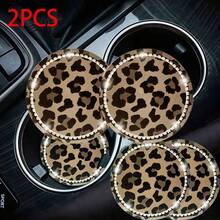 1/2/4pcs Car Cup Holder Coasters With Leopard Print Pattern, Interesting Leopard Design To Protect Car Cup Holders - Leopard Print Coasters - View 5