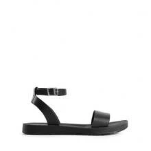 Teenagers Women's One Band Ankle Strap Buckle Flat Sandals - màu đen - Xem 3