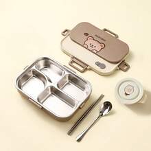 1个1500毫升4/5格304不锈钢午餐盒，可爱水豚图案，便携大容量便当盒，含餐具和汤碗，保温保鲜，防漏，可存放水果沙拉等食物，可用洗碗机和微波炉加热，适合学生和成人居家、学校、办公室、户外露营、野餐、旅行、返校等场合使用。 - 彩色 - 查看 20