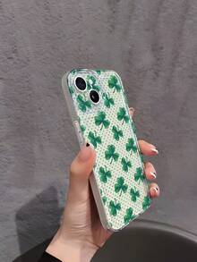 1pc Transparent Anti-Drop Soft Phone Case With Clover & Polka Dot Pattern, Compatible With IPhone 17/17 Pro/17 Pro Max/17 Air/16/16 Plus/16 Pro/16 Pro Max - Multicolor - View 4