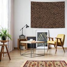 1pc Leopard Print Tapestry, Polyester Hanging Wall Decor For Living Room, Bedroom, Office, Home Decoration, Party, Rectangular Printed Kitchen Wall Hanging Cloth With Drape, Comes With 3 Wall Nails And 2 Clips - 1PC - View 2