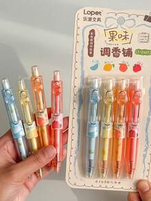1/4 PCS Fun Fruit-Scented Pocket Pens With 0.5Mm Quick-Drying Gel Ink, Stylish And Minimalist Transparent Pens For Journaling And Drawing - Multicolor - View 11