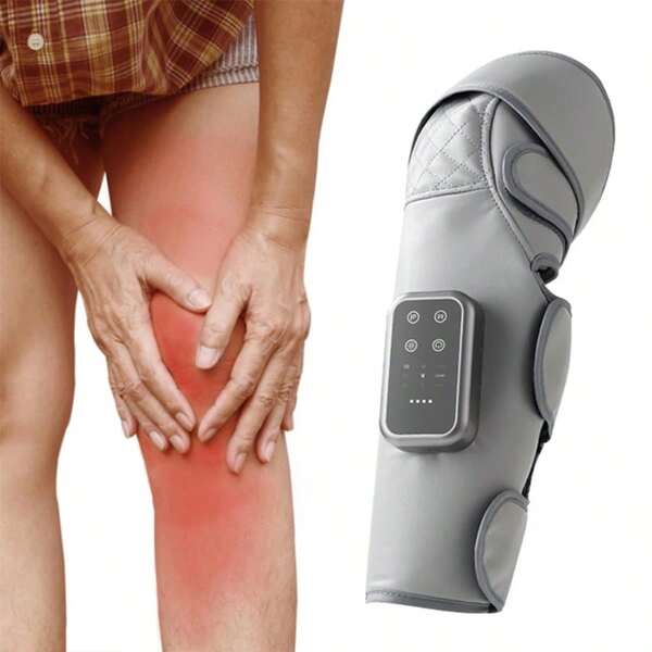Electric Cordless Heated Knee Leg Massager Rechargeable Calf Air Compression Massager With Heat Infrared Vibration 3 Modes LED Screen For Knee Joint 1PCS