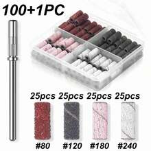 Set Mata Bor Kuku 100+1pcs 4 Ukuran dengan Penjepit Kecil, Roda Amplas Mini 3mm, Aksesoris Alat Manikur Penggiling Kuku Elektrik - MultiWarna - View 10