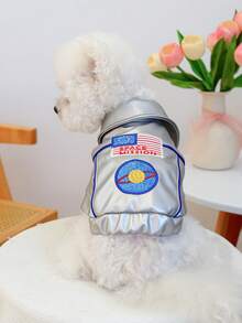 1件宠物衣服，狗狗宇航员夹克，狗狗户外外套 - 銀色 - 查看 1