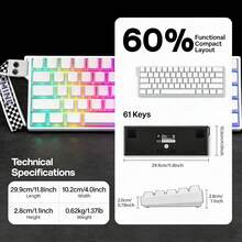 AULA Mini60 HE PRO 无线霍尔效应游戏键盘，8K轮询率，RGB背光，热插拔磁吸式键盘，触发键程可调，4000mAh电池，支持SOCD和DKS，静音 - 查看 7