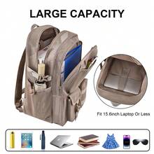 Mesh Backpack 36L Large Heavy Duty Casual Daypack For School And Outdoor Activities With Inner Laptop Compartment, Durable Polyester Material - 卡其色34L - 查看 3