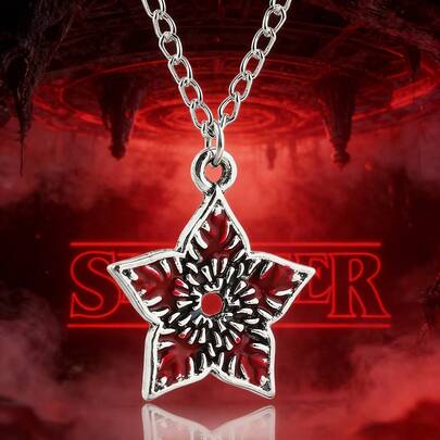 1pc 2026 Bestselling Stranger Things Demogorgon Pendant, Best Birthday Party Gift, Personalized Necklace Accessory For TV Show Fans, Black Necklace, Fashionable Decor, Affordable Student Party Item