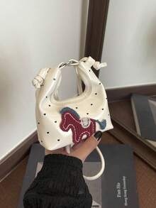 1 款迷你女士包，时尚卡通小马月牙包，多功能小包，女士斜挎包，女士手提包，时尚个性，轻便休闲 - 白色 - 查看 3
