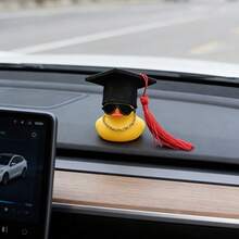 1pc Graduation Season Duck With Hat & Fashion Glasses Decor, Car Dashboard Decoration, PVC Car Interior Accessory, Suitable For Motorcycle & Bicycle, Office Desk Ornament, Decorative Element, Car Accessory, Office Decor, Holiday & Graduation Gift - A - View 2