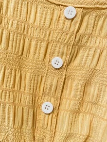 Young Girl Plain Round Neck Ruffle Casual Vacation Dress - Ginger - View 5
