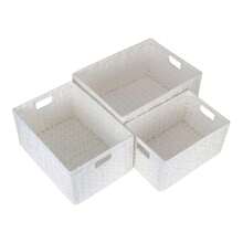 Red Hamper Unlined Woven White Twisted Paper Storage Basket - Transparent Black Model - View 2