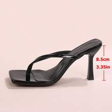 Giày sandal cao gót mũi vuông quai mảnh tối giản kiểu Pháp mùa hè mới, phù hợp cho đi làm, dự tiệc và đi biển. - màu đen - Xem 9