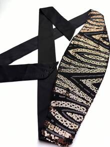 SUPGIR Plus Size Women's Sequin Patchwork Loose Arabian Style Dress Black Spring - Black - View 9