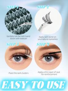 240PCS 40D Curl Individual Lash Clusters Large Capacity Kit Use Raw Materials With A Roughness Of 0.07 D Curl (0.31-0.63inch) DIY Lash Extension Kit, Natural Look & Extra Thick & Wispy & Ultra Soft & Lightweight Reusable Segmented False Eyelashes Perfect For Daily Makeup, Wedding, Party, Festival, Mother's Day,Beginner Friendly Professional DIY Eyelash Extension Set - D - View 6