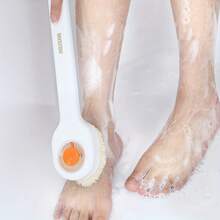 1pc Liquid Refillable Push-Pull Shower Brush, Nylon Bristle Long Handle Back Scrubber, Shower Loofah, Mud Back Brush - Multicolor - View 3