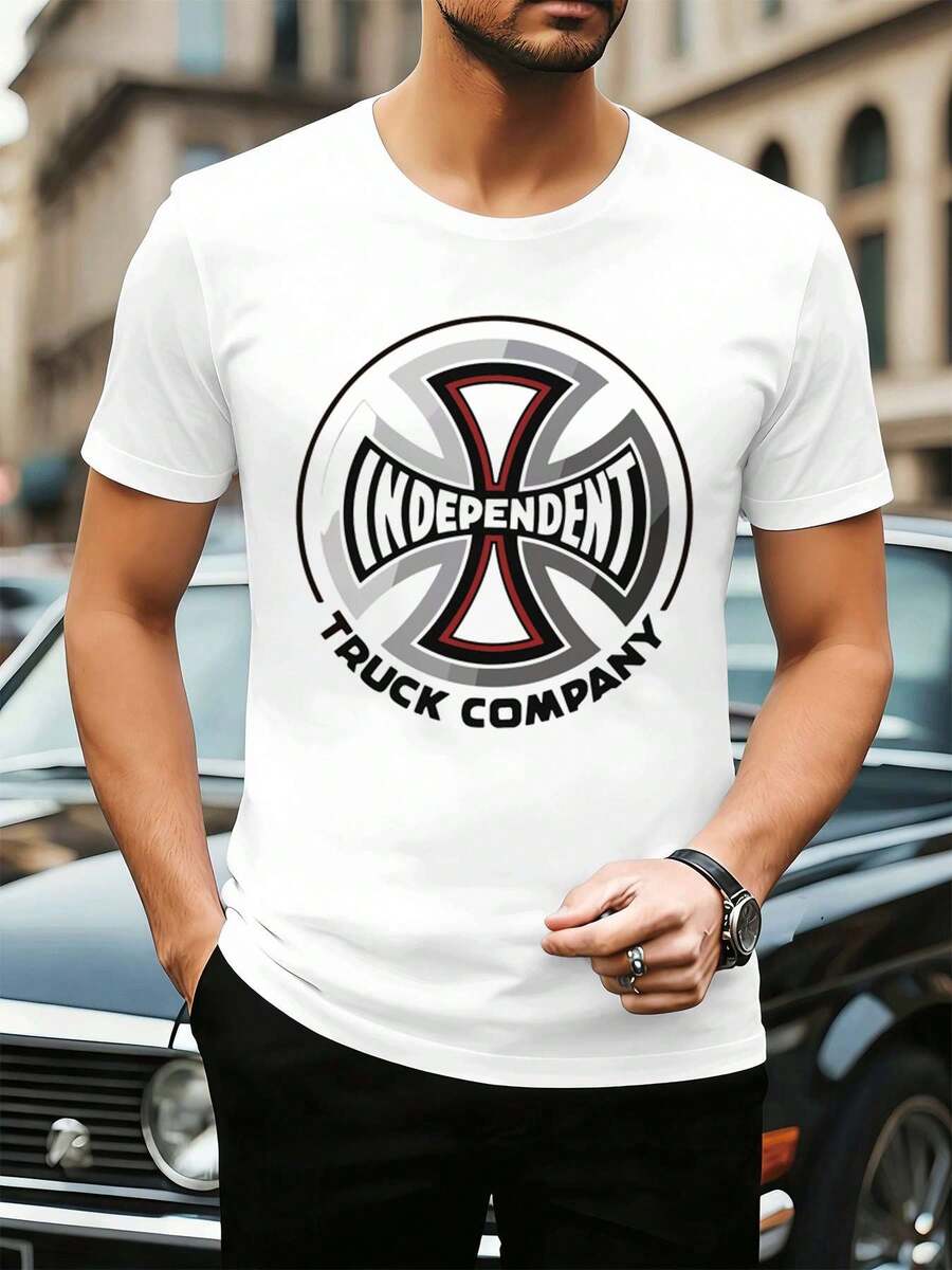 T-shirt en coton doux avec logo Independent Skate Cross, col rond, coupe confortable, design graphique - Blanc - Voir 1